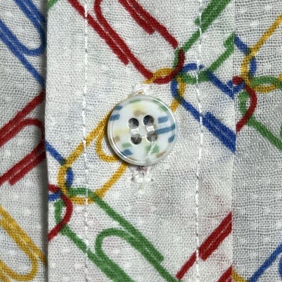 Project Red Paper Clip Allover Print Shirt Men's XL Multi Button Up Cotton - Picture 10 of 16